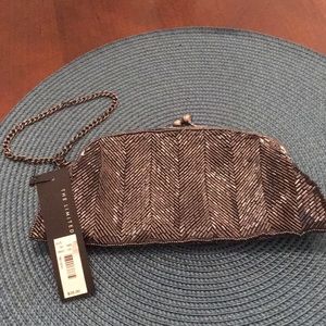 Dark grey metallic beaded wristlet
